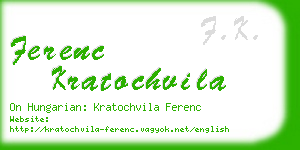 ferenc kratochvila business card